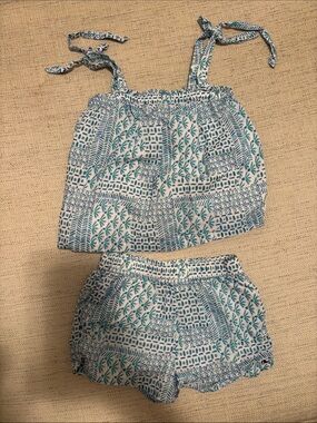 Vineyard Vines Blue & White Printed Tie-Shoulder Top and Shorts